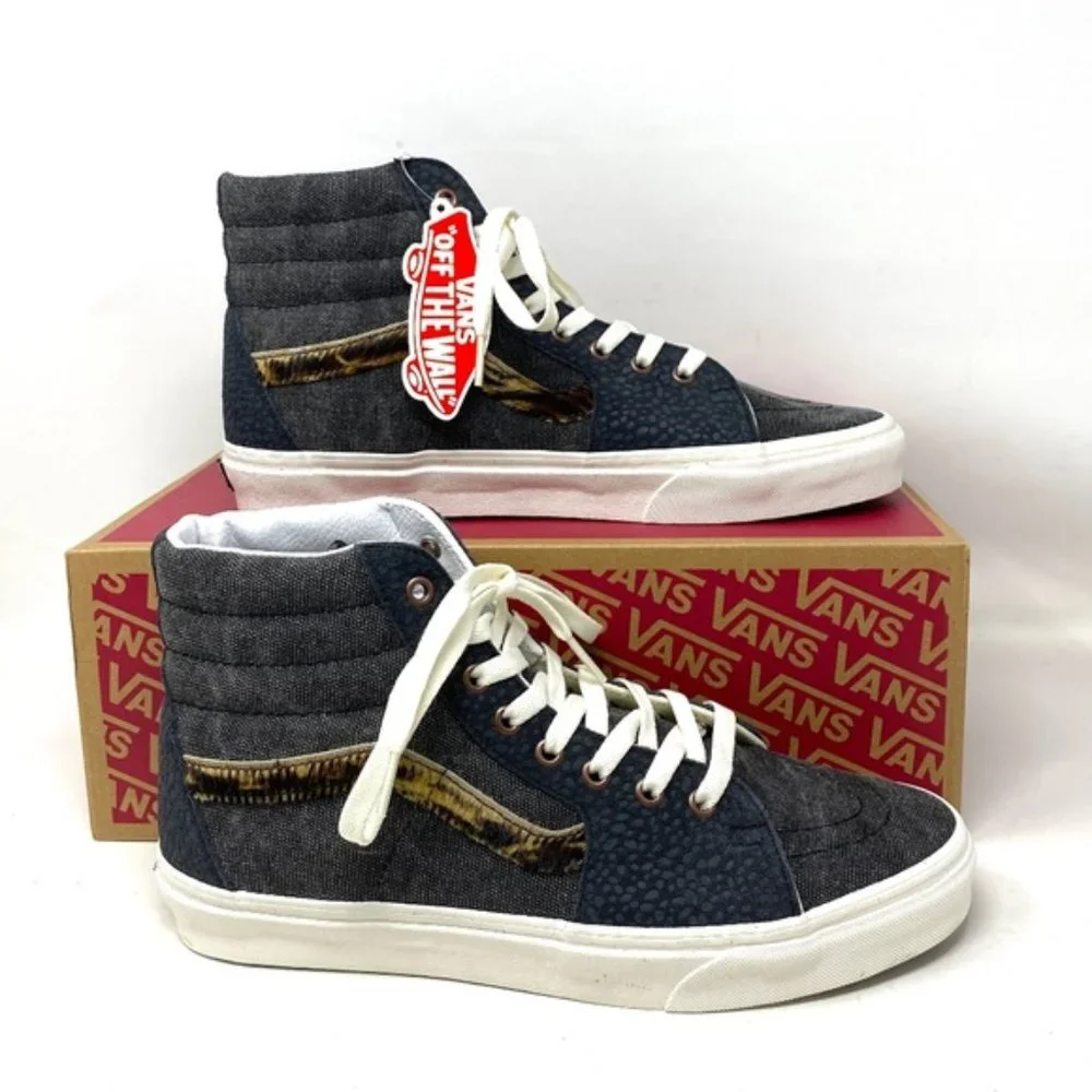 VANS Sk8-Hi Shoes High Top Gray Canvas Leather Women's Size Casual VN0A5JMJ1O7